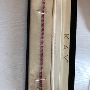 Pink & white sapphire tennis bracelet